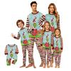 Family Matching Christmas Pajama Set with Print, Long Sleeve Round Neck Top and Pants for Parent and Child