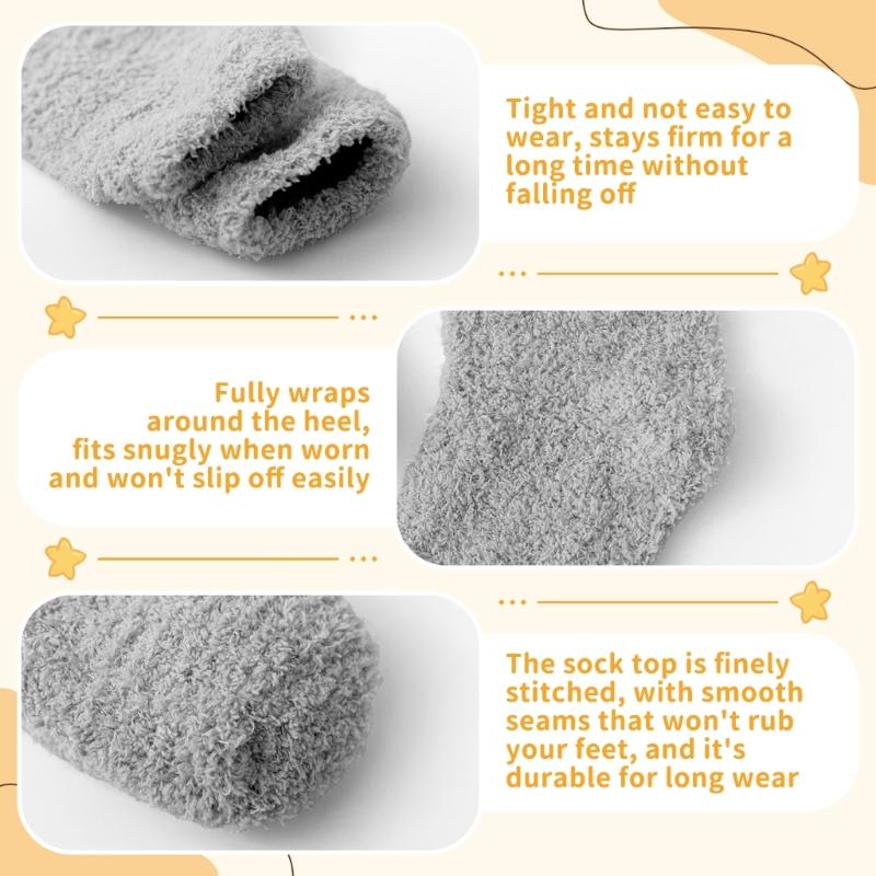 6 Pairs Fleece Sleep Socks For Men Women Soft Warm Thermal Winter Wear Ankle Socks Breathable