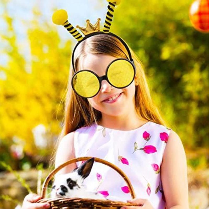 1set Cute Students Halloween Cartoon Bee Hairhoop & Sunglasses for Cosplay Party