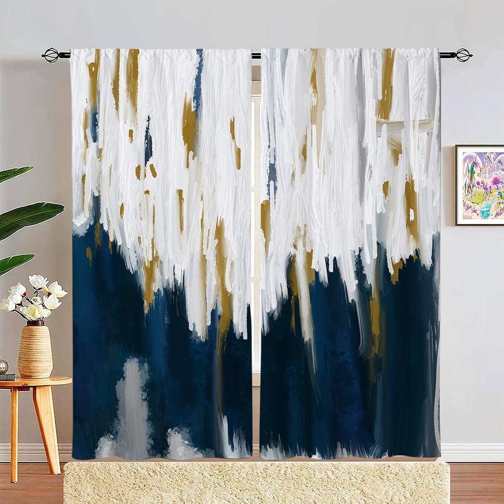 2 Stück Rot Schwarz Farbverlauf Streifen Design Bedruckter Fenstervorhang Für Schlafzimmer, Büro, Küche, Wohnzimmer, Arbeitszimmer Stangentasche Fenster