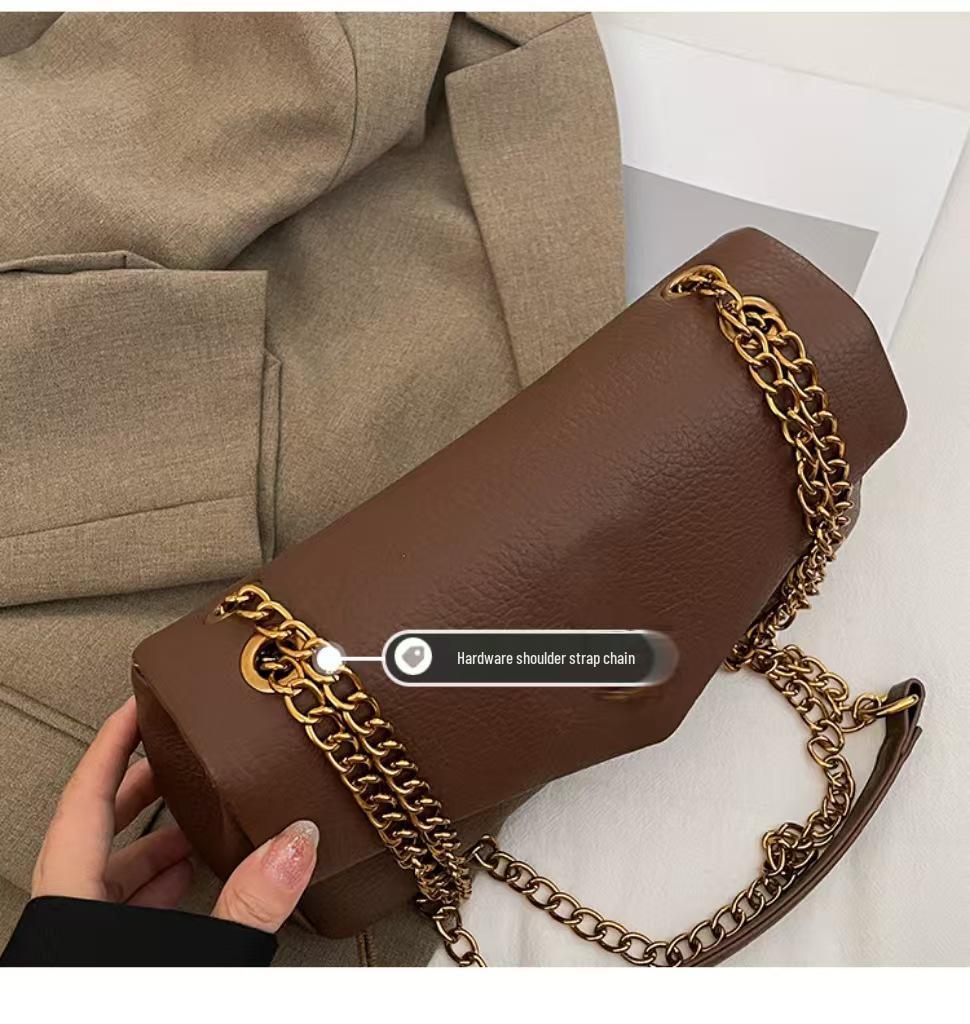 2025 Trendy Solid Color Texture Chain Shoulder Bag for Women