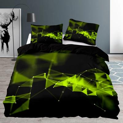 Black Duvet Cover Queen Size,Bedroom Abstract Blue Geometric Pattern Quilt Cover 220x240 With Pillowcase Bedding Set