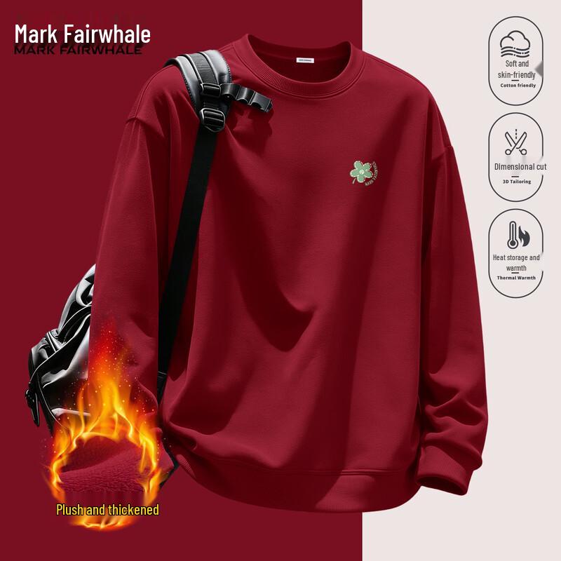 Mark Fairwhale Men's American Style Fleece-Lined Crewneck Sweatshirt