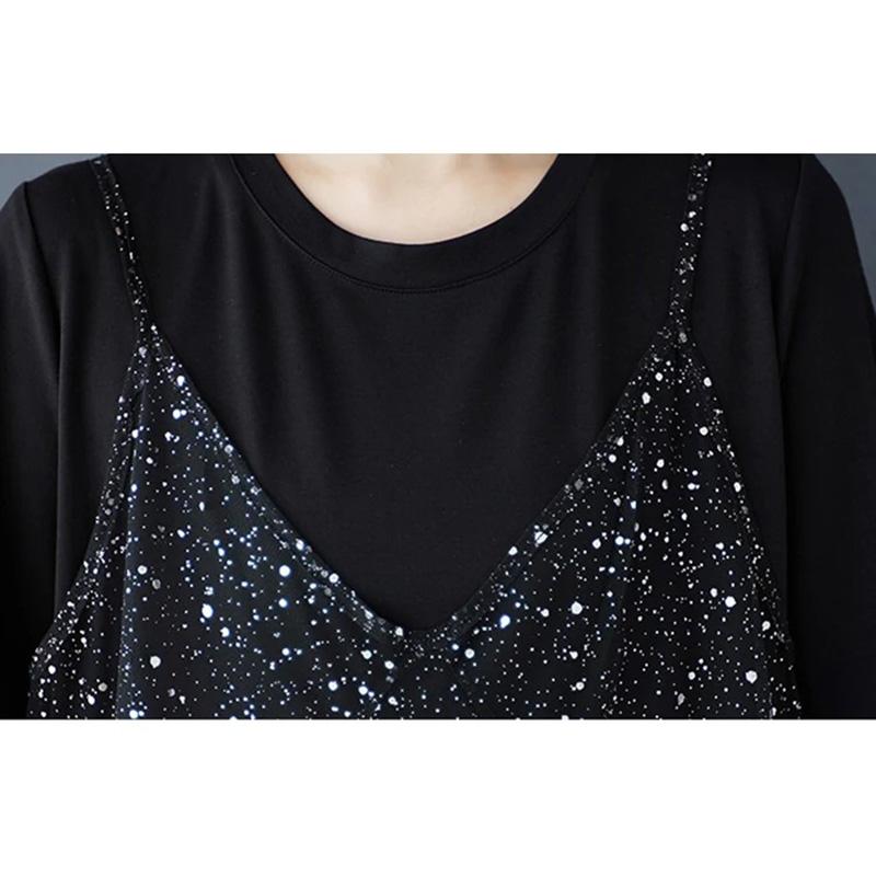 XITAO Mesh Sequin Short Sleeve Dress ZMY1194