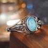 Vintage Epoxy Resin Carved Ring with Hollow Oval Shape for Women's Holiday Party Jewelry