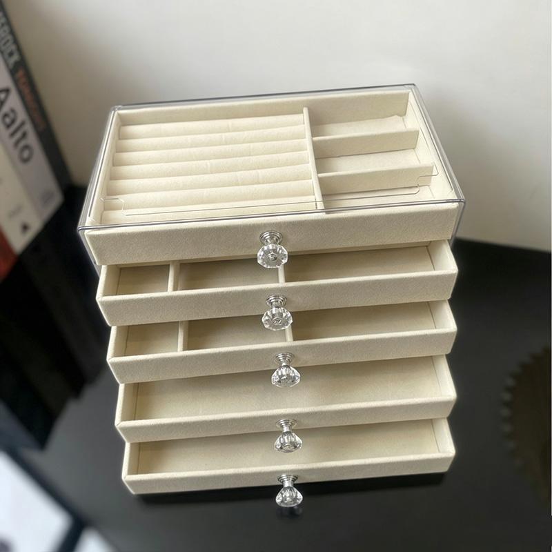 5 Layers Desktop Jewelry Storage Drawer Large Capacity Earrings Ring Necklace Organizer Rack Jewelry Display Stand