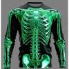 Halloween Mens Metallic Skeleton 3D Printed Tshirt Men Women Fashion O-Neck Long Sleeve T-shirt Exaggerated Casual Tops Tees New