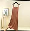 Modal Spaghetti Strap Dress Summer Sexy Sleeveless Tank Dress Solid Color Casual Camisole Dresses Long Soft Sleepdress Basic Slipdress