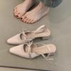 Gentle Fairy Mary Jane Shoes Temperament Socialite Bow Square Head Light Mouth Empty Sandals