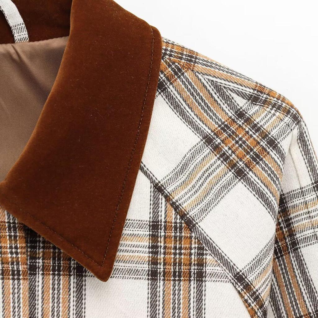 Spring 2025 Women's Versatile Plaid Lapel Short Jacket