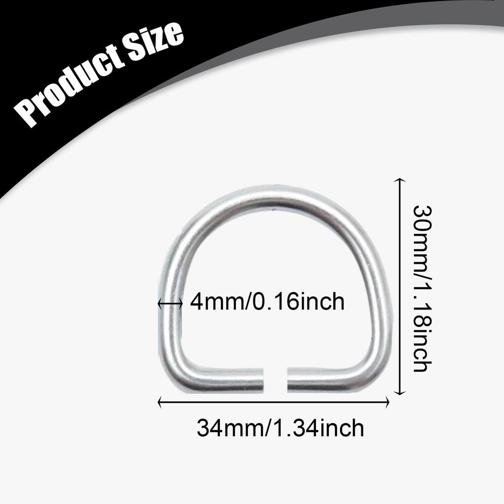 Stainless Steel D Ring Hardware DIY Multipurpose Crafts Connector Ring for Dog Leashes Bags Sewing Projects Luggage Straps