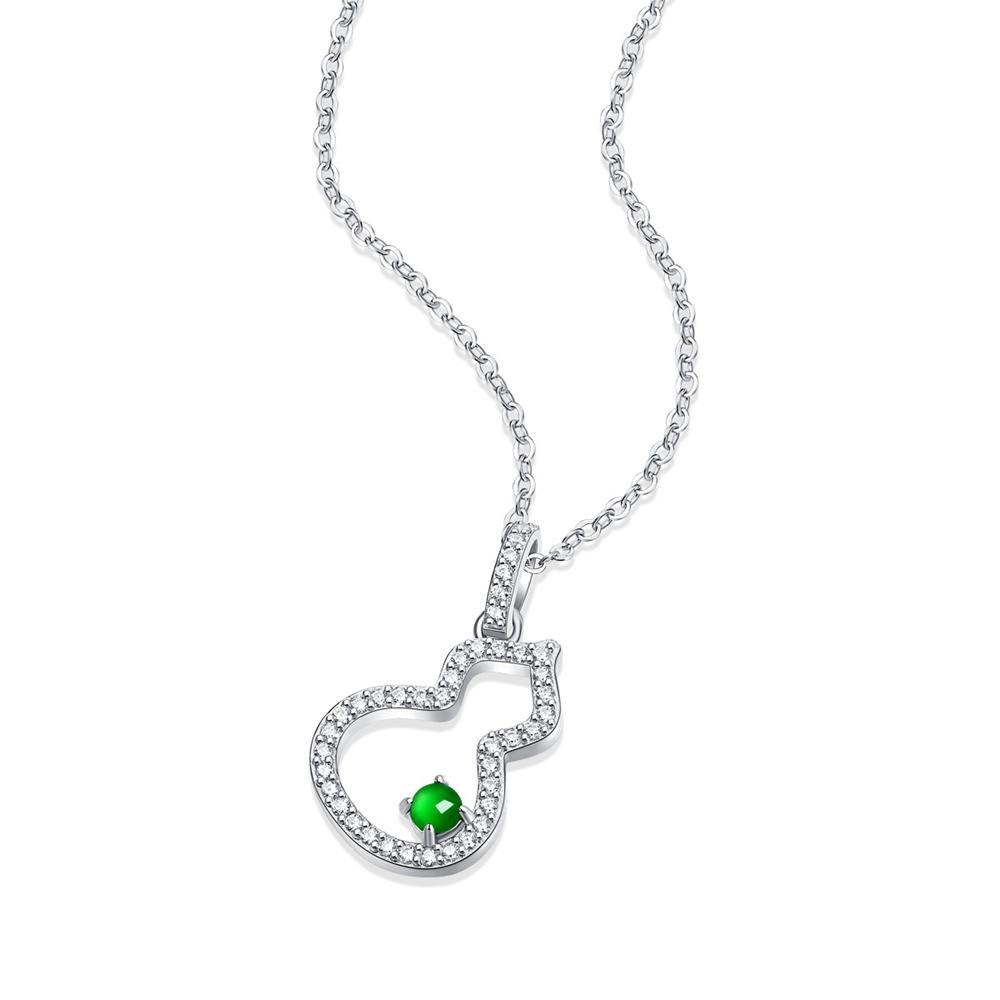 18k Plated 925 Sterling Silver Moissanite Diamond Emerald Gourd Pendant Necklaces For Women Anniversary Gift