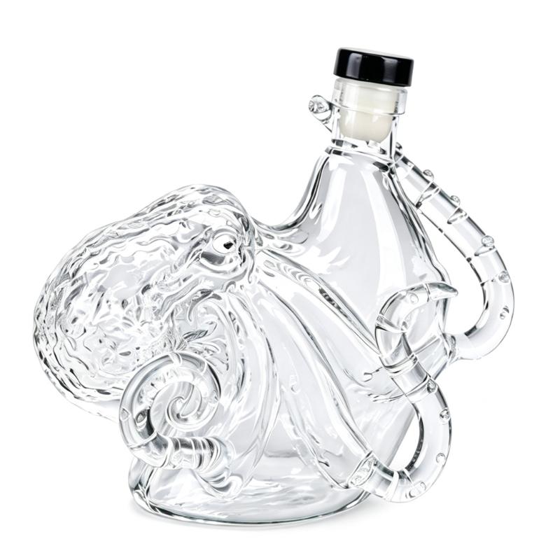 Exquisite Octopus Sculpted Glass Bottle For Liquid Dispensing And Artistic Display Transparent Color