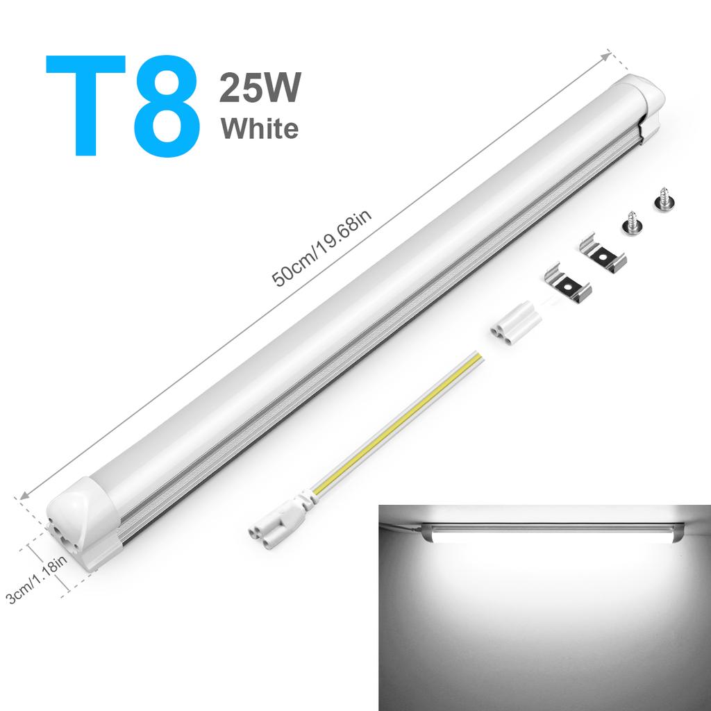 50CM T5 T8 Aluminum LED Light Tube 15W 25W LED Lamp Tube 220V For Desk Work Shop Garage Warehouse Kitchen Cabinet Lighting