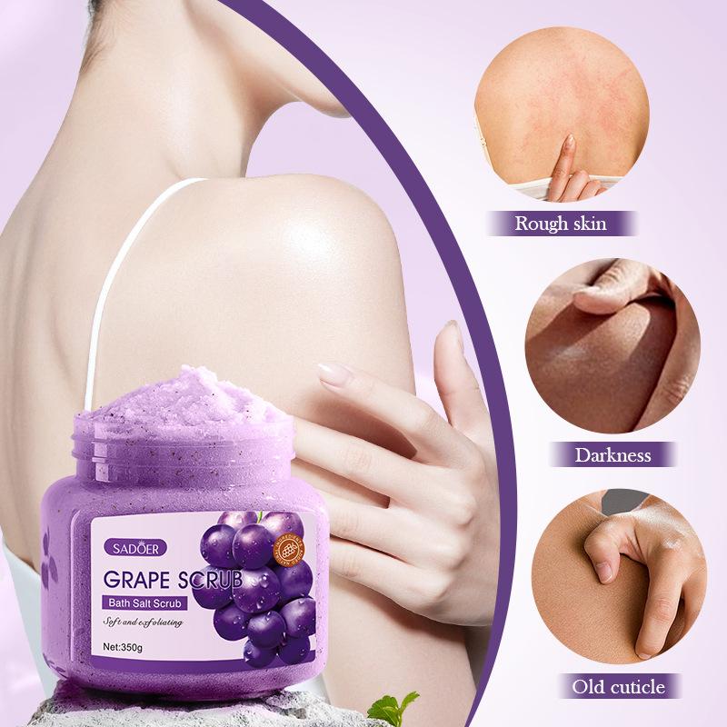 Grape Exfoliating Scrub - Alcohol-Free,Non-Greasy Exfoliating Body Scrub with Grape Extract & Plant Scent, Gentle Physical Exfoliation, Daily Skincare