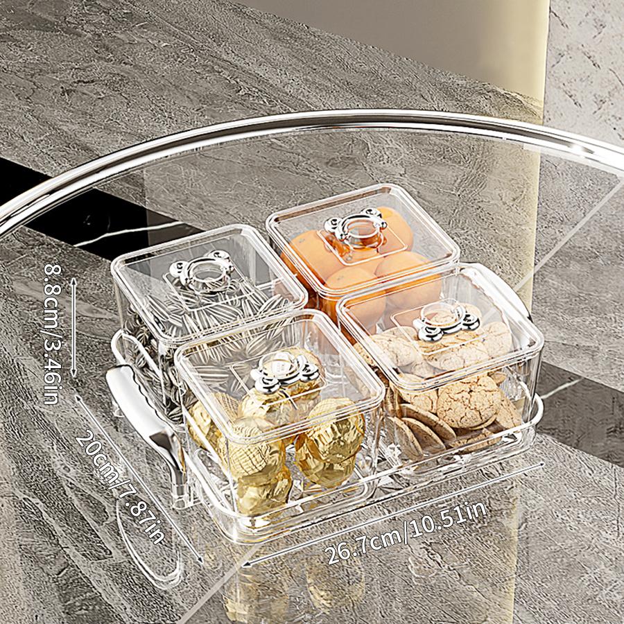 Clear Plastic Food Storage Box 4/6 Grids Moisture-Proof Sealed Candy Dried Fruit Snack Container Fruit Tray Kitchen Organizer