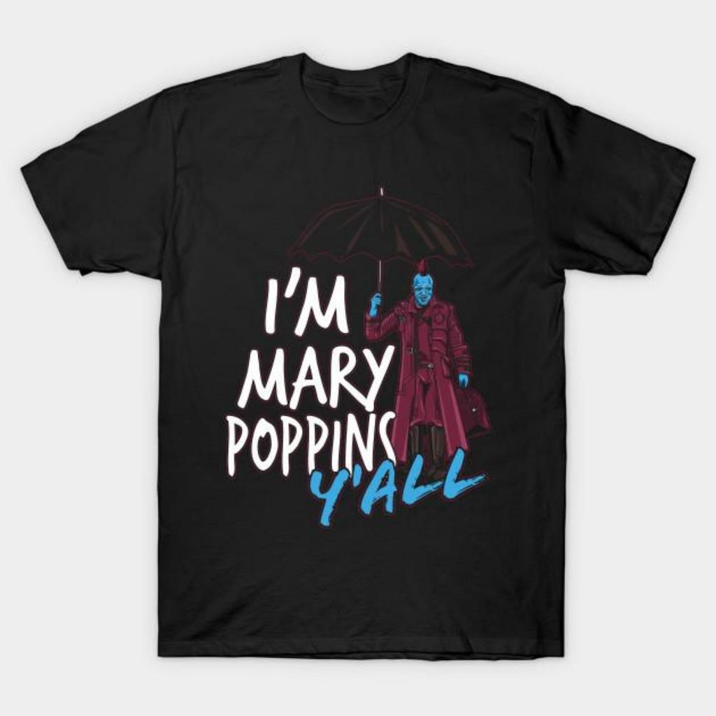 T-shirt da uomo nera stampata Mary Poppins Y'All Stampa su carta transfer senza taglio T-shirt in cotone