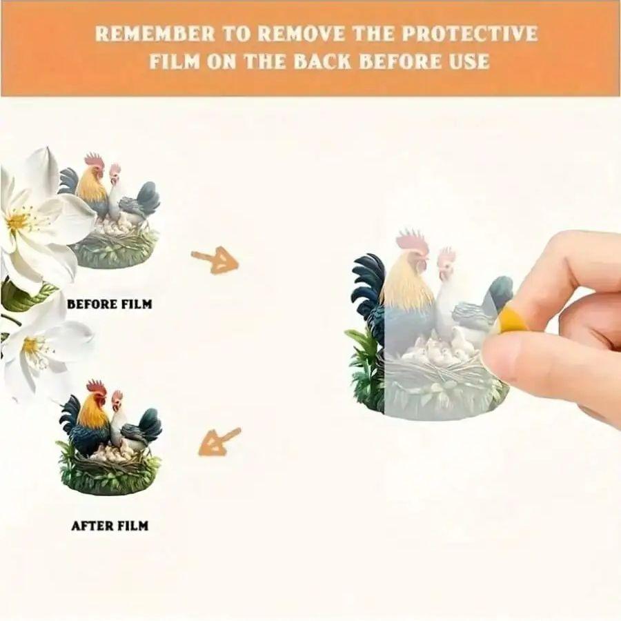 Böhmisches Kristall Hühnerfamilie Desktop Dekoration Geeignet für Heim- und Bürodekoration, Geeignet für Osterdekoration, 1 Stück