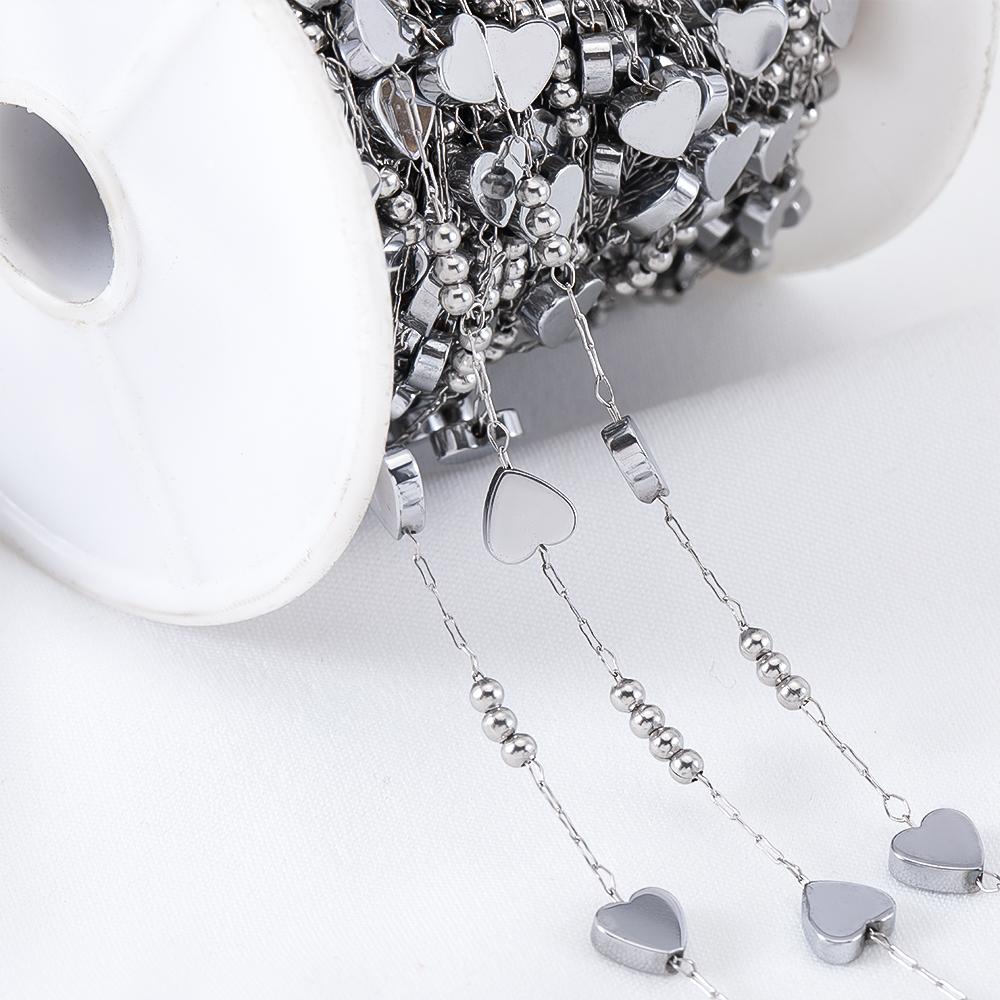 

1Meter 18K Plated Stainless Steel Square Heart Shape Beads Chains for DIY Handmade Necklace Bracelets Jewelry Making Accessories 1meter