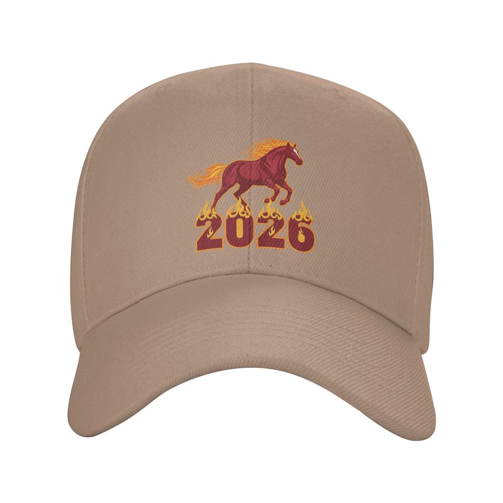 2026 Horse Year Racing Flame Graphic Zodiac New Year Sun Baseball Cap Summer Men Trucker Hat Y2k Retro Outdoor Gym Baseball Caps