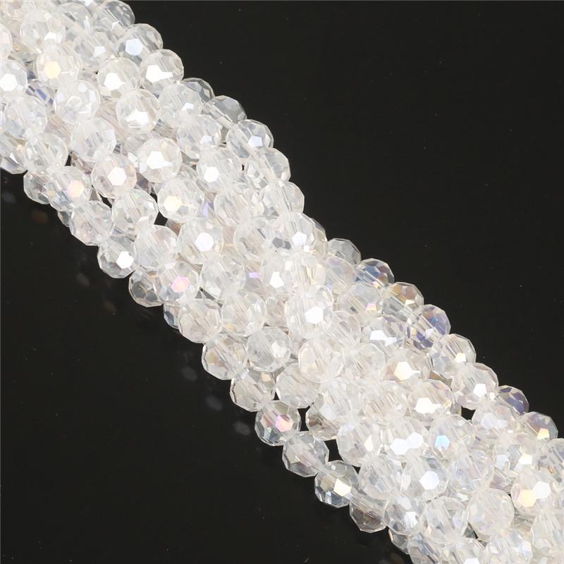 100Pcs Glass Balll Beads Rondelle Faceted Crystal Beads for DIY Jewelry Necklace Bracelet