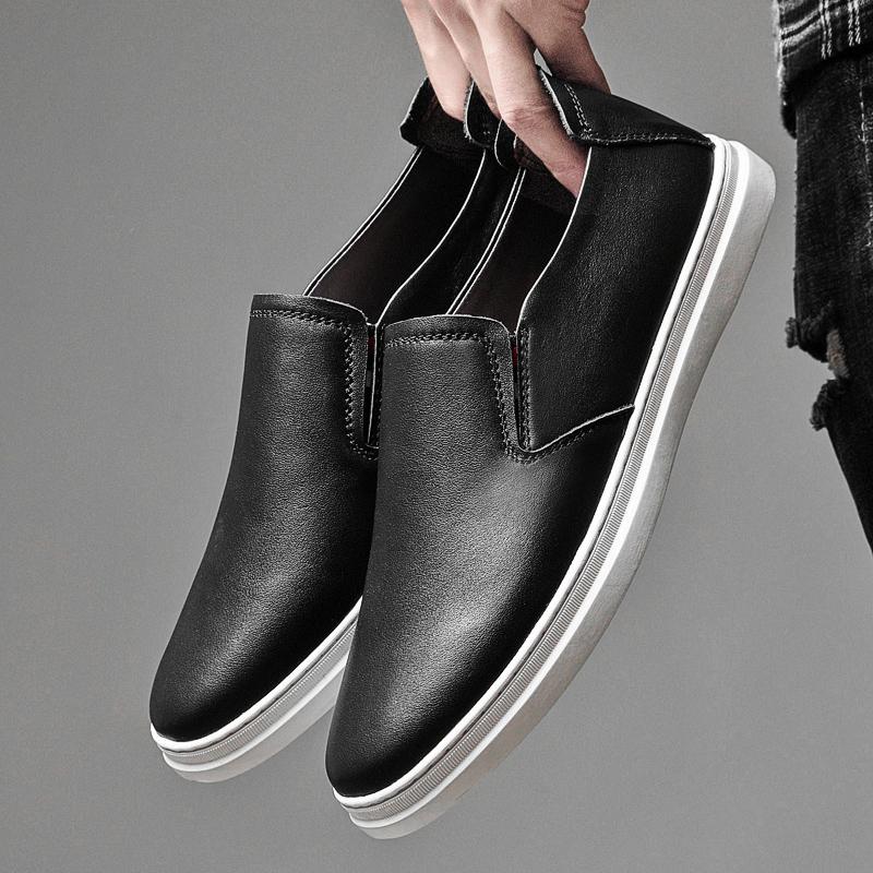 Marca di Moda Scarpe Casual da Uomo Vera Pelle Uomo Stringate Traspiranti Morbide Sneakers Bianche Casual Ballerine Scarpe da Uomo Scarpe Slip-On