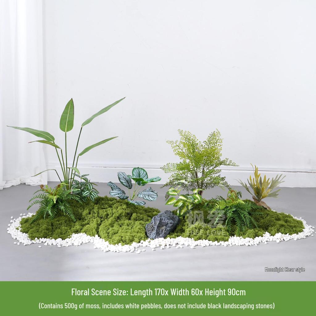 Luxury Faux Green Plant and Flower Decor - Indoor Moss and Grass Clusters for Elegant Landscaping.