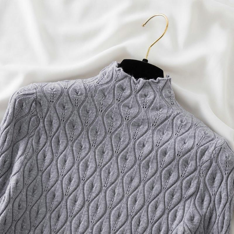 Pulover Tricotat Jumper Femei Gât Mediu Pulover Tricotaje Femei Slim Culoare Solidă Pulover Toamnă și Iarnă Călduros Moale Pull