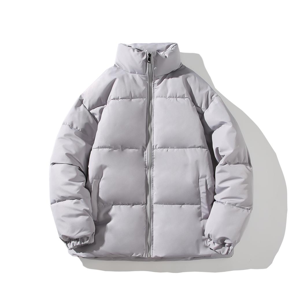 New Couples Stand Collar Cotton-padded Jacket Loose Short Unisex Padded Cotton-padded Bread Coat In Winter.