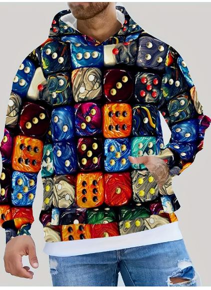 3D printed men s hooded sweater spring and autumn loose casual sports men s sweater XXS