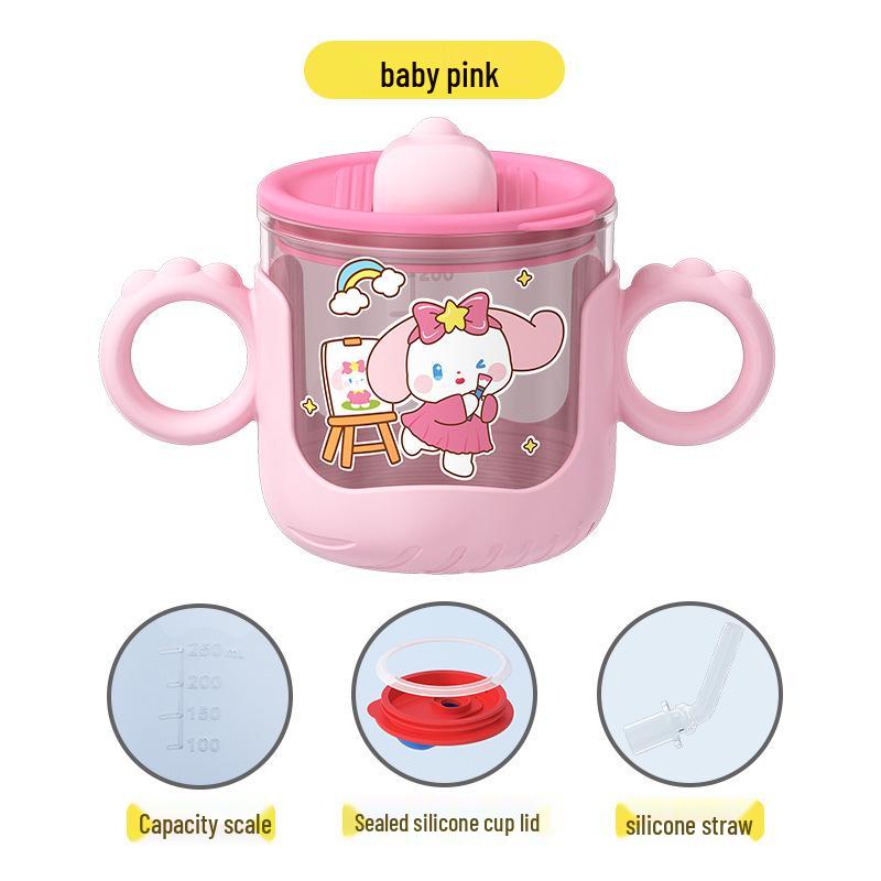 

Children s 304 Stainless Steel Water Cup - Durable, Double Handle, Drop-Proof Straw Cup with Cartoon Design for Kindergarten & Baby s Milk.