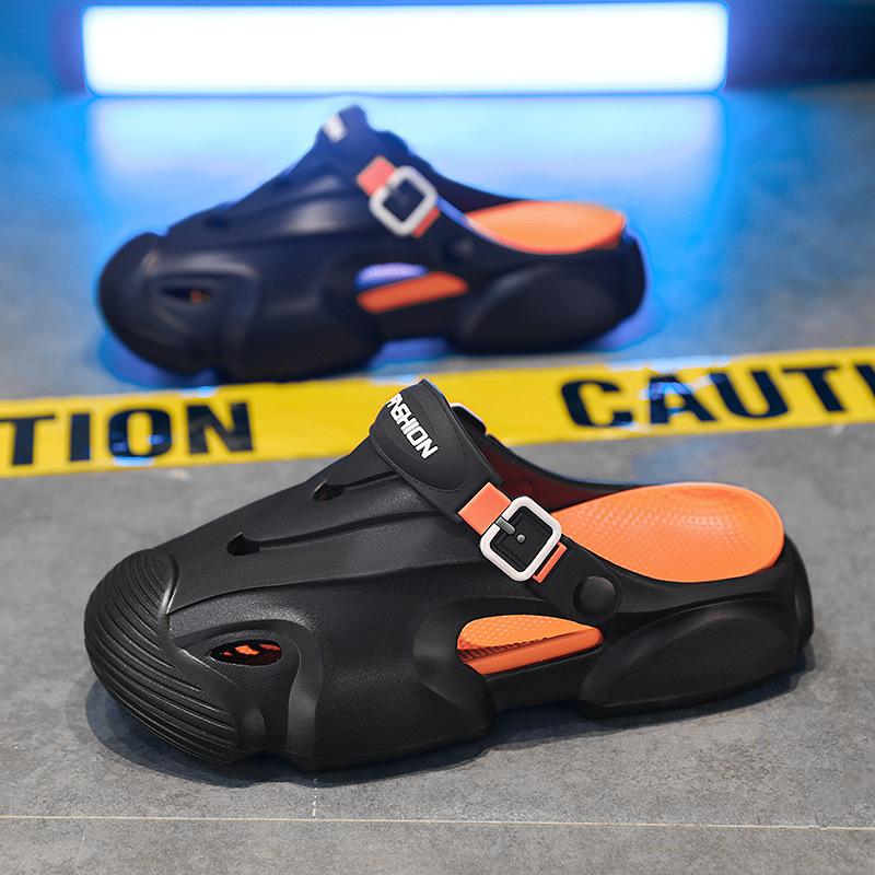 Hole Shoes Men's Summer Wear Non-slip and Wear-resistant Bag Head Slippers Men's Soft Bottom Sports Large Size Beach Cool