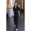 Spring New Plus Size Suit Set: Loose Fit Slimming Casual Blazer with Elastic Waist & Straight Leg Pants, Two-Piece Professional Outfit
