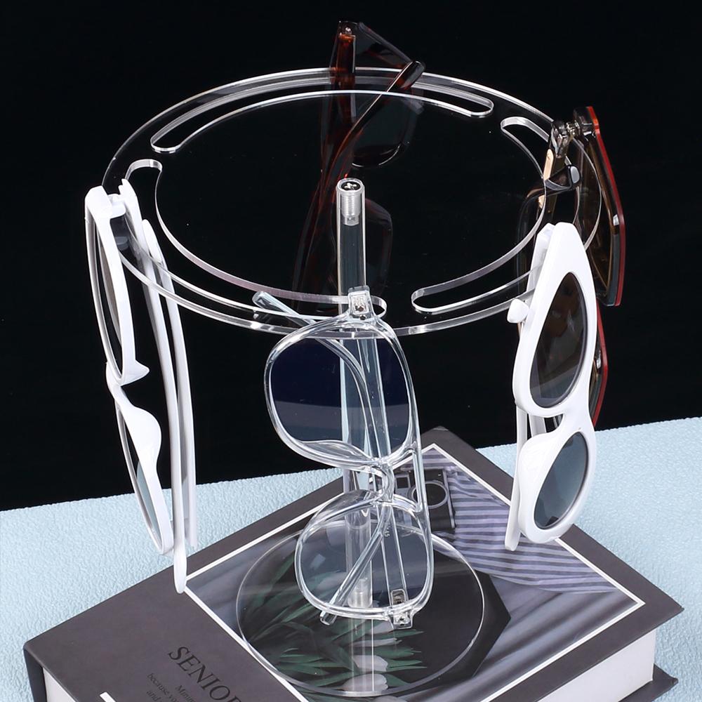 Acrylic Sunglasses Holder Stand 360 Rotating Eyeglasses Display Rack Tabletop Glasses Storage Organizer