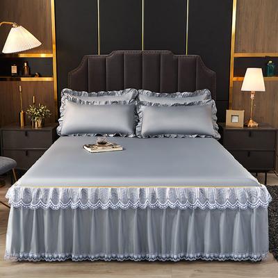 Elegant Style Lace Bed Spread Solid Colour Bed Skirt Type Polyester Cotton King Queen Size Bed Sheet Set with Pillowcases