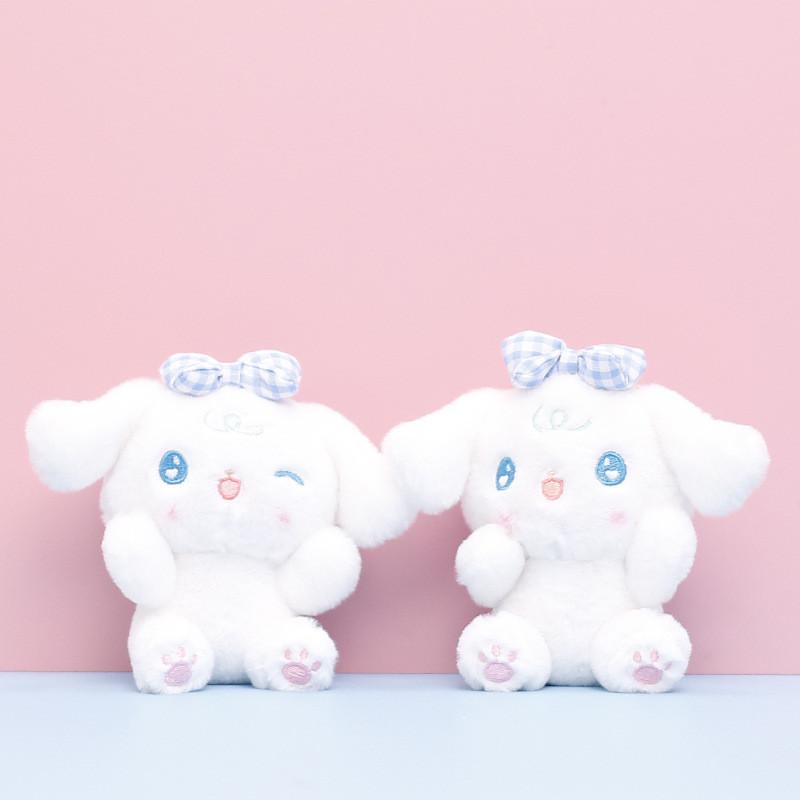 Dog Plush Bowknot Keychain Cartoon Pendant Stuffed Doll Bag Decoration Gift Kids