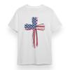 Men's Plus Size T-shirt With Patriotic Cross Design Print Unisex 100% Cotton Tee