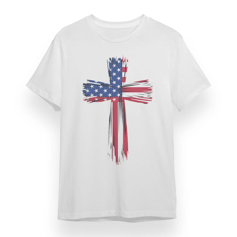 

Men s Plus Size T-shirt With Patriotic Cross Design Print Unisex 100% Cotton Tee 4XL