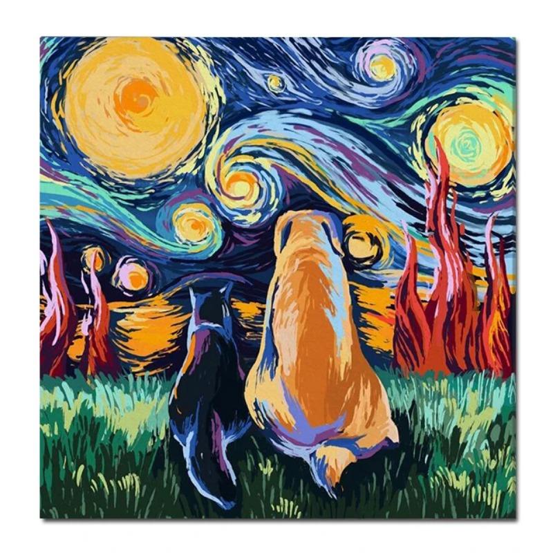 

Репродукция картин с кошками и собаками Ван Гога на холсте, абстрактные животные, художественный постер и принт, настенная художественная картина для домашнего декора комнаты 30x30cm no frame оранжевый