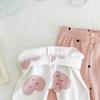 Jaydyequ Baby Pajamas Lightweight Long White Heart 90cm Set, Spring/Summer/Autumn, Cotton, Sleeve, Girls' Loungewear, Print,