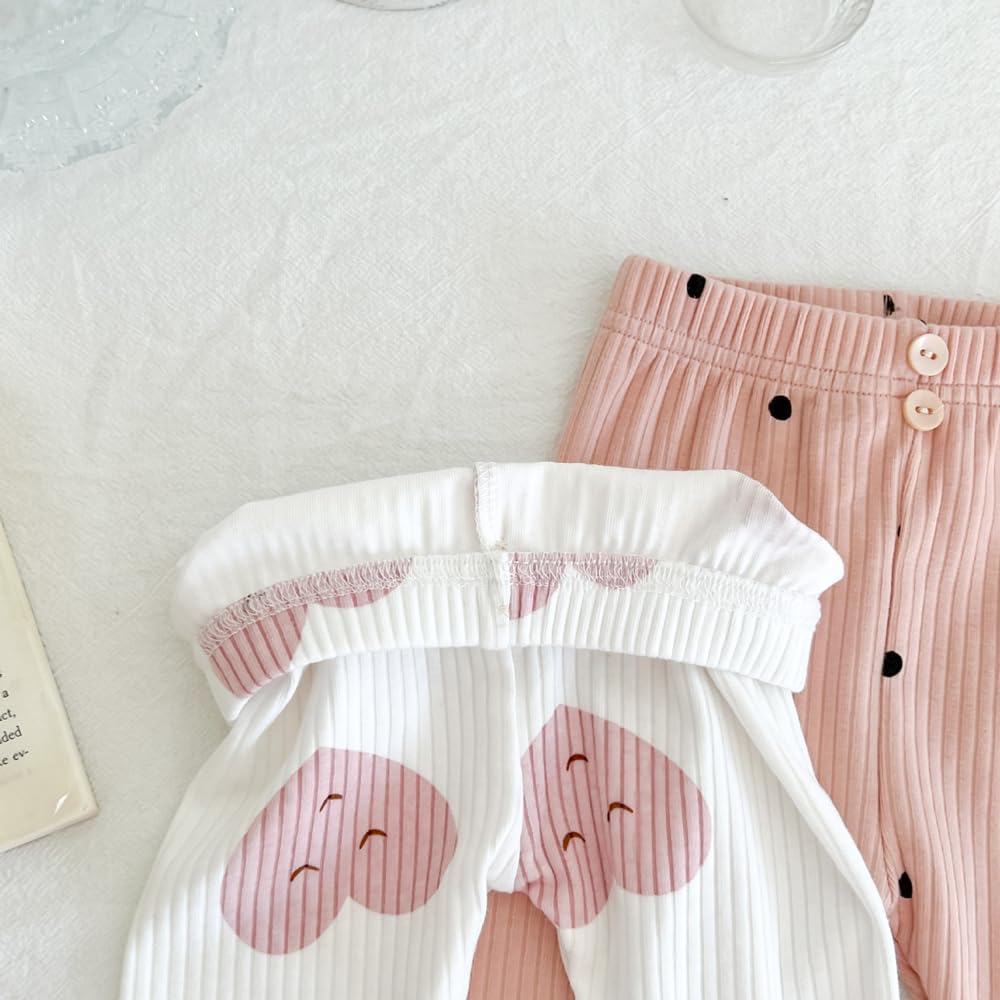 Jaydyequ Baby Pajamas Lightweight Long White Heart 90cm Set, Spring/Summer/Autumn, Cotton, Sleeve, Girls' Loungewear, Print,