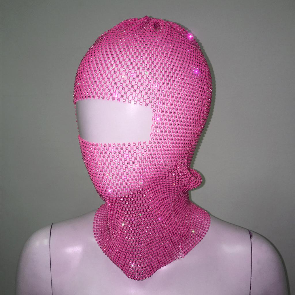 Fashion Bling Rhinestone Face Mask Full Coverage Sun Protection Stylish Face Shield Headgear