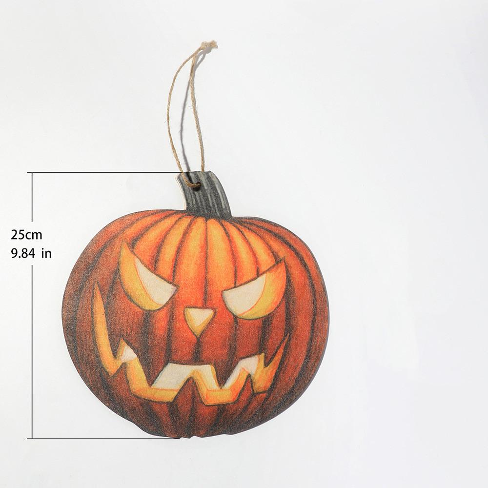 Halloween Wooden Door Plate With Ornaments Skull Pumpkin Hanging Holiday Witch Doorplate Wood Handicraft Pendant Decoration