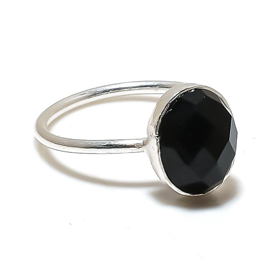 Black Spinel Gemstone 925 Sterling Silver Jewelry Ring Size Adjustable GK-5543
