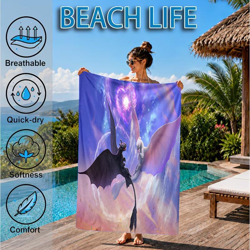 Dragon's Glimmering Fish Beach Towel, Microfiber Beach Towel, Perfect For Pool, Beach, Travel, Home Decor Beach Party Fan gifts