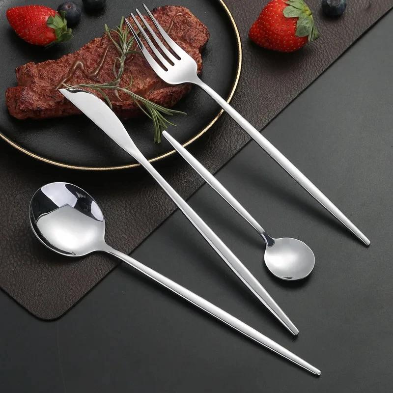 

Набор из 4 предметов Золотой столовой посуды Набор столовых приборов Зеркало Столовые приборы из нержавеющей стали Кухонный нож Вилка Ложка Ресторан Свадебный набор столовых приборов