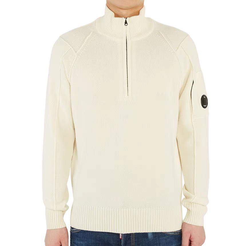 CPCOMPA Autumn/Winter Patchwork Stand Collar Half-Zip Wool Pullover Sweater, British Style