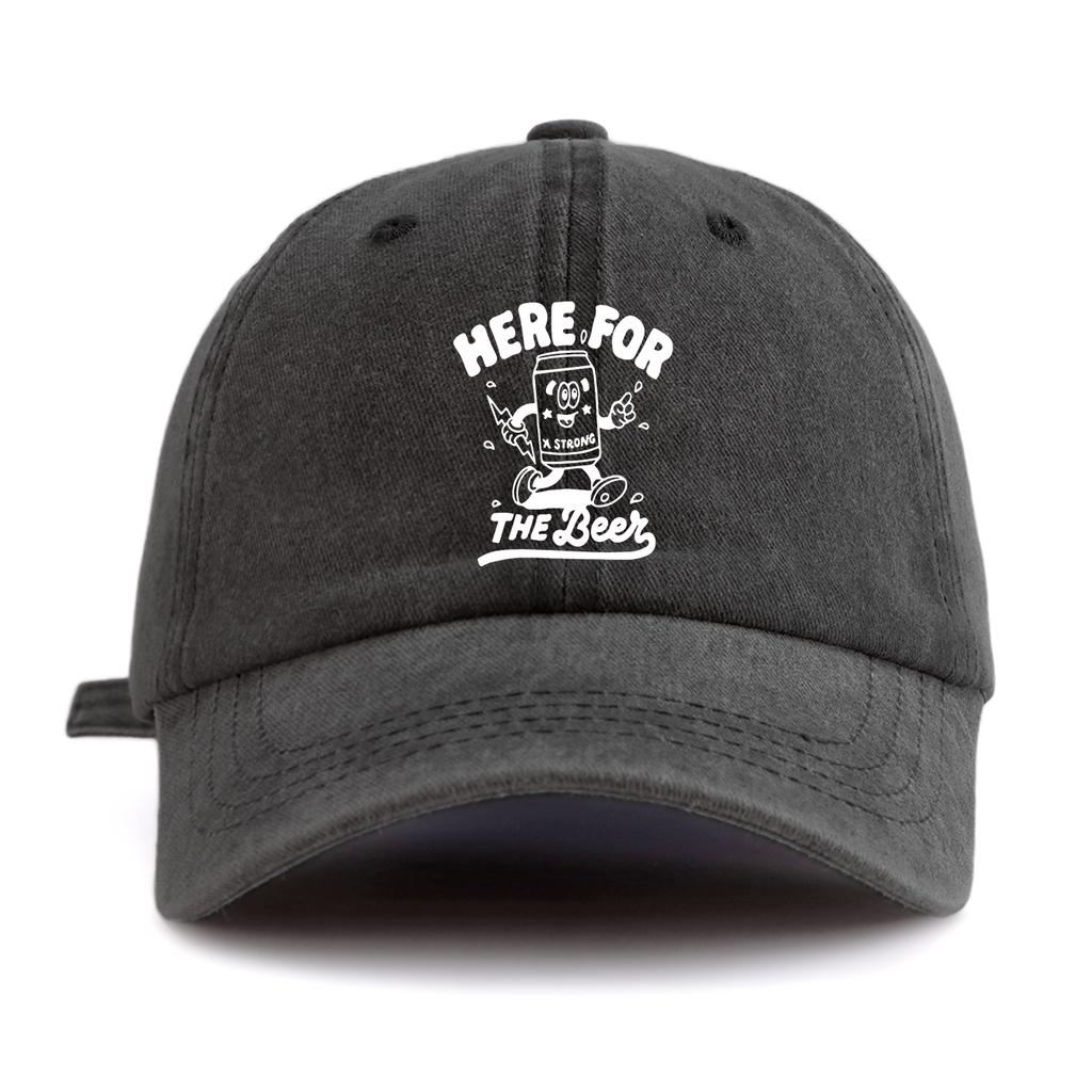 1pc THE BEER Print Washed Baseball Cap for Adults,Minimalist Retro Style Casual Soft Adjustable Dad Hat,Perfect As Gift