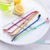 Home Reusable Metal Bar Tea Straws Spoon Coffee Spoons Stainless Steel Drinking Straw