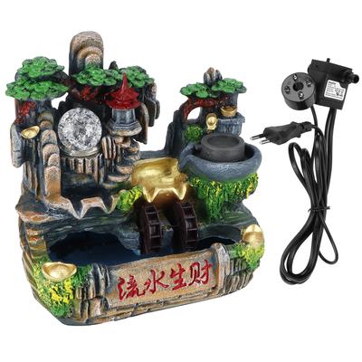 Tabletop Fountain Simulation Resin Rockery Home Decor for Office Bedroom Relaxation